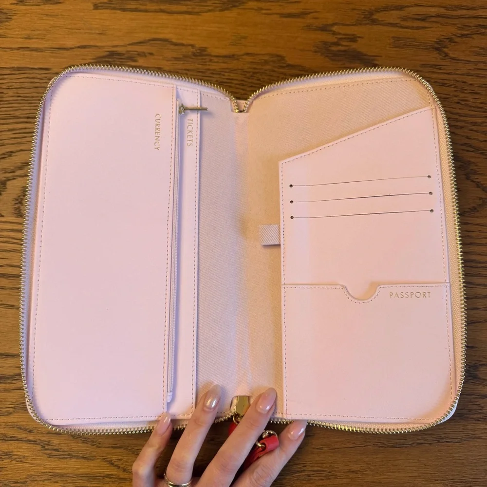 kikki.K Pink and Gold Clutch Passport Holder Travel‎ Wallet Zip Close